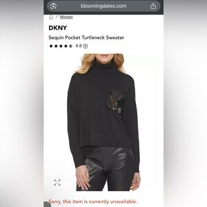 DKNY Sequin Pocket Turtleneck Sweater S